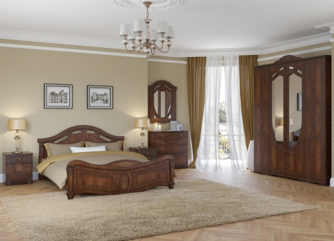 Спальный Гарнитур Александрина Орех Экко/Патина Золото