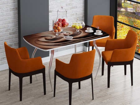 Стол Обеденный Раздвижной Бочонок Фотопечать (Ш-1100/1400 х Г-700 х В-760 мм)/Разные Цвета