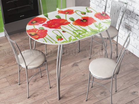 Стол Обеденный Овальный Фотопечать/Разные Цвета (Ширина 1000 мм  х Глубина 700 мм)