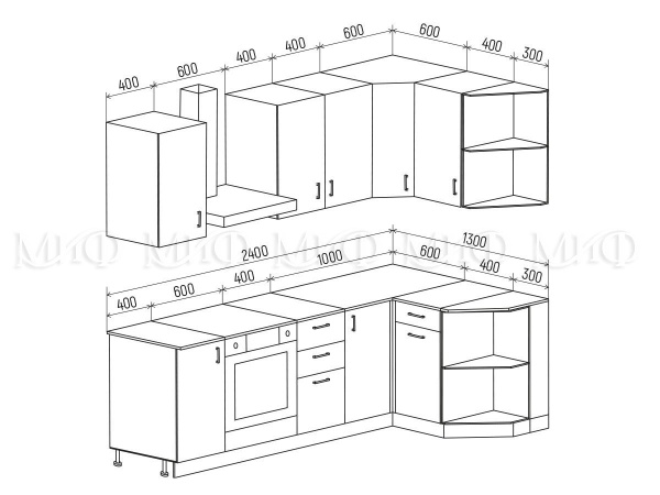 Кухонный Гарнитур Угловой Настенька NEW 2400 Х 1300 мм Фисташка/Трюфель