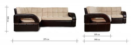 Диван Угловой Мадрид-1 (Ш-2750 х Г-1900 х В-1000 мм)/Разные Цвета