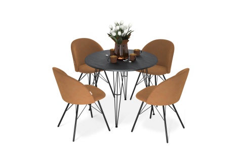 Обеденная группа SHT-DS251 каменный уголь / горчичный / черный муар